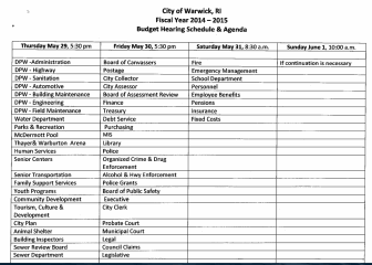 Budget Hearing Schedulle