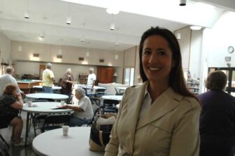 Mayoral Republican challenger Stacia Petri at the Sparrows Point Apartments on Cowesett Avenue Thursday.