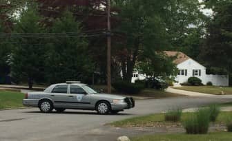 A road block set up by RI State Police at one end of  Aspinet Drive Tuesday and Wednesday.