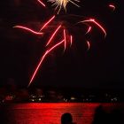 [CREDIT: Mary Carlos] A burst of pyrotechnics zoom in multiple directions at Warwick City Park during Fourth of July Fireworks July 3, 2015.