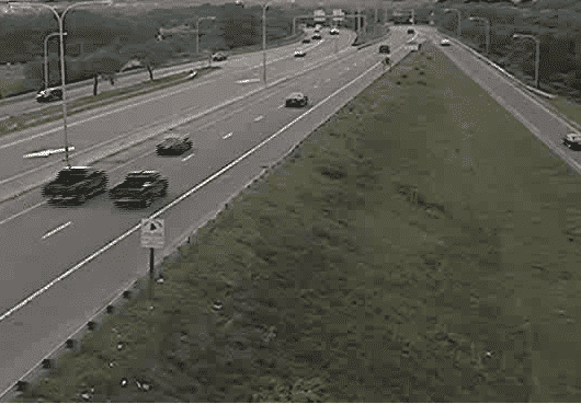 A traffic-cam view of Rte. 37 near Post Road.