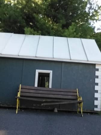 A bench  damaged by vandals Wednesday night at imPossible Dream's playground.