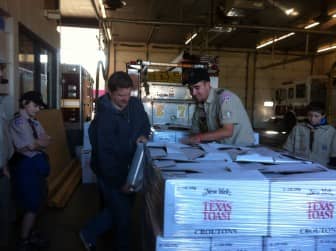  Troop 1 Gaspee Plateau Scouts help move donations during the 2014 Scouting for Food Drive.