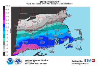 [CREDIT: NWS] The National Weather Service's predicted snowfall from the Jan. 23 winter storm.