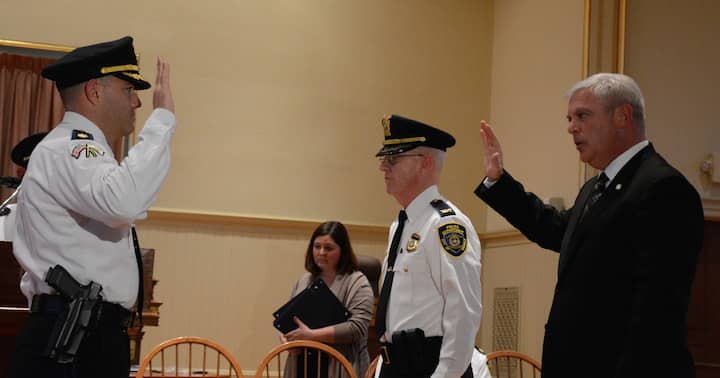 [CREDIT: Rob Borkowski] Maj. Brad Connor, recently promoted, was honored for achieving the rank on Tuesday. 