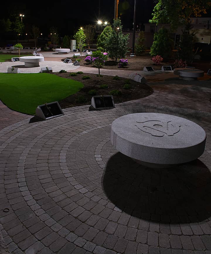 [CREDIT: Mary Carlos] The Station Fire Memorial , viewed at night. 