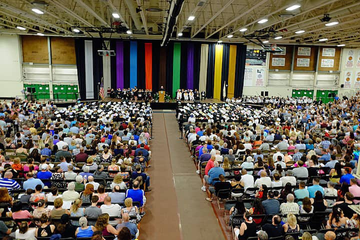 [CREDIT: Lauren Kasz] The Pilgrim HS Concert Band and Senior Chorus performed the school's Alma Mater at the Pilgrim High School Class of 2017 graduation.