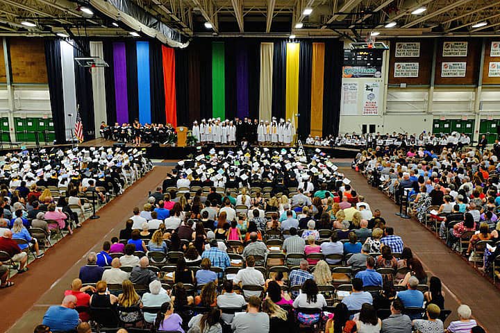 [CREDIT: Lauren Kasz] The Pilgrim HS Concert Band and Senior Chorus performed the school's Alma Mater at the Pilgrim High School Class of 2017 graduation.