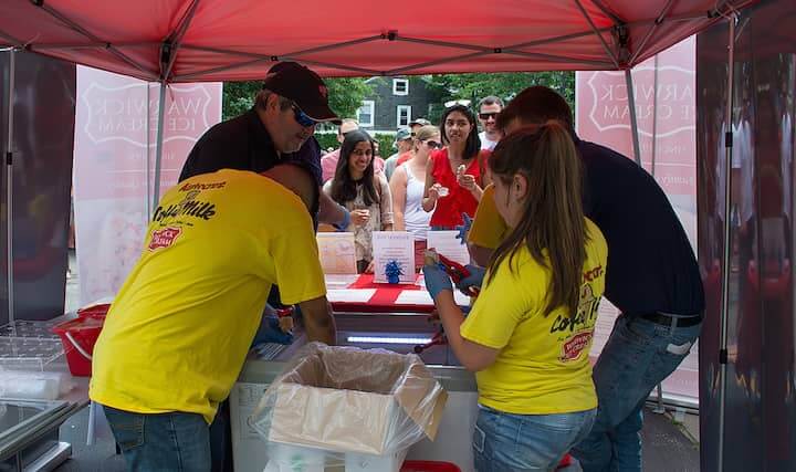 [CREDIT: Mary Carlos} Warwick Ice Cream's team worked diligently to keep avid ice cream tasters satisfied.