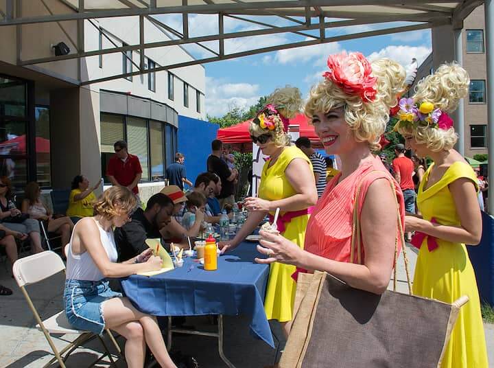 [CREDIT: Mary Carlos} From left, the Chifferobe Tropigals wait deliver samples for the Ice Cream Throw-down judges. In front is Kristen Minsky.