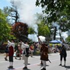 [CREDIT: Rob Borkowski] The Gloucester Light Infantry Military Militia fire their muskets at the start of the Gaspee Days Parade June 9, 2018.