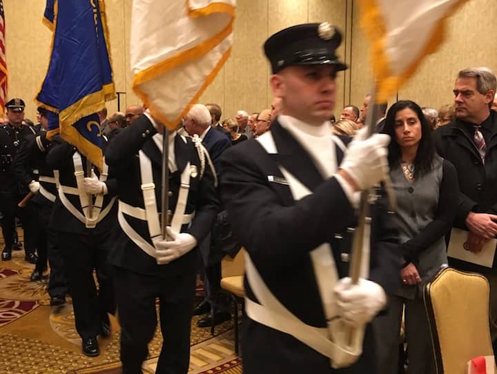 [CREDIT: Kim Wineman] The Warwick Fire Department Honor Guard at the start of the 2019 Warwick inauguration.