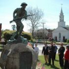 [CREDIT: Rob Borkowski] About 15 officials and veterans gathered at the memorial at Warwick City Hall to observe Memorial Day.