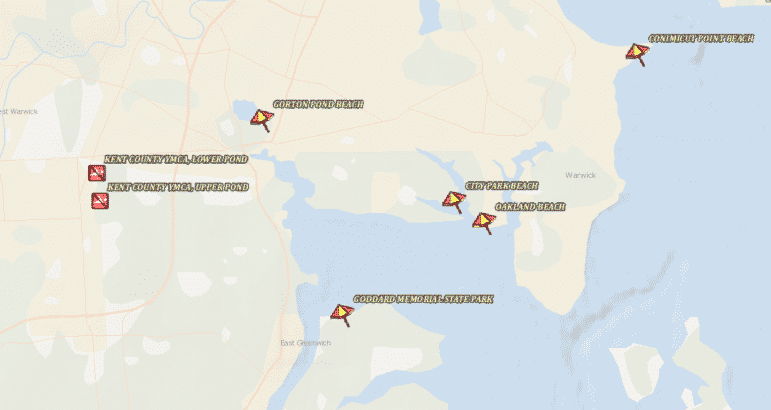 [CREDIT: RIDOH] Kent County YMCA's beaches have been closed due to high bacteria counts.