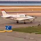 {CREDIT: DEM] A plane run by Clarke took off from Quonset Airport Tuesday night at 6:45 p.m. Tuesday. It began spraying Westerly at about 7 p.m.