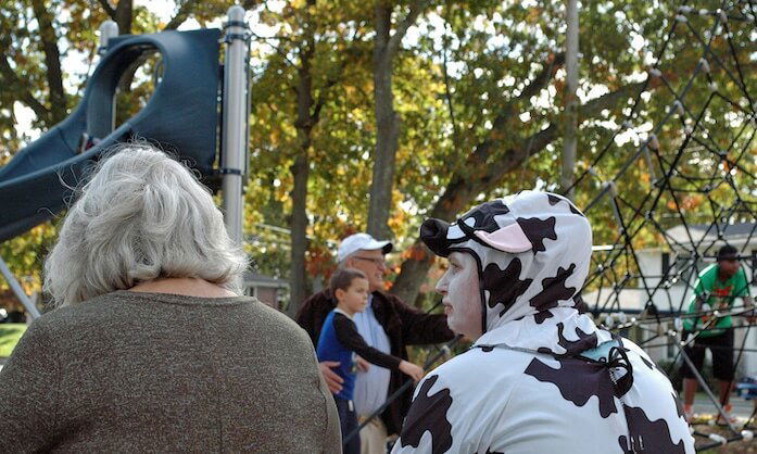  [CREDIT: Rob Borkowski] Martin Wickenden and his grandson, David, 6, at Salter Grove Park Oct. 26.