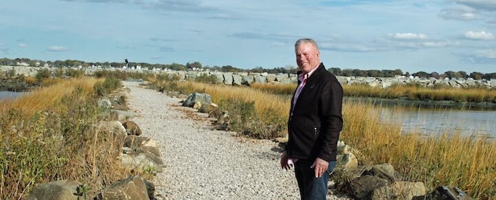  [CREDIT: Rob Borkowski] Rep. Joseph McNamara (D-Dist. 19) shows the new causeway at Salter Grove Park Oct. 26.