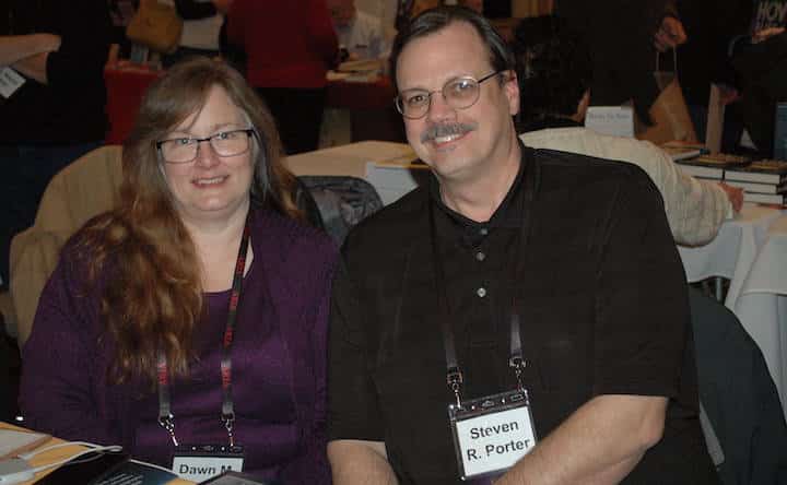 [CREDIT: Rob Borkowski] From left, Dawn Porter, author of "Searching for Rhode Island" a RI-themed word search book, and Steve Porter, president of ARIA and author of the crime thriller “Confessions of the Meek & the Valiant”, at the 2019 RI Author Expo.