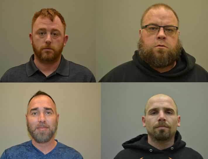 [CREDIT: RISP] From top, left, State Police have charged Jordon Leighty and Nicholas Aldrich with possession and conspiracy in a marijuana dealing investigation. Below, from left, State Police have charged Eric Swanson and Noah Swanson with conspiracy following their investigation.