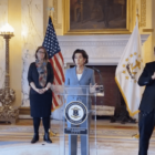 Gov. Gina Raimondo held a press conference March 24 updating the public about steps taken to limit spread of COVID-19.