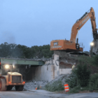 [CREDIT: RIDOT] The Rte. 95 bridge over Toll Gate Road was demolished Monday night. The $25.3 million Rte. 95 Toll Gate & Centerville Road bridges replacement project will wrap up early next week.