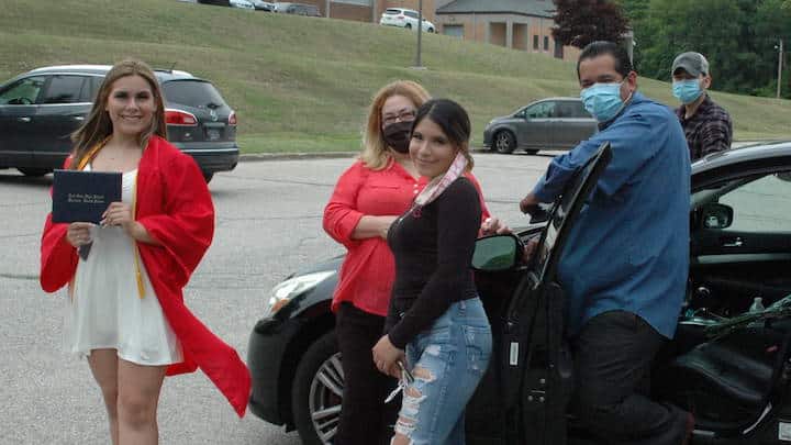 [CREDIT: Rob Borkowski] Tollgate 2020 graduate Fabiola Caluse with Winoska Marcos and her parents, Sylvia Castedo and Mario Arvayd, and brother, Marco Arvayd.