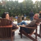 [CREDIT: Rob Borkowski] Bill Provencal and Bridget Dessaint, both of Warwick, enjoyed Apponaug Brewing Co.'s beer garden Oct. 6, 2018. The brewery's owner supports take-out alcohol, but opening for sit-down customers outside has made a difference for them, they report.