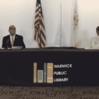 [CREDIT: Warwick Public Library] Incumbent Mayor Joseph J. Solomon and challenger Frank Picozzi faced each other in their first debate Tuesday at Warwick Public Library.