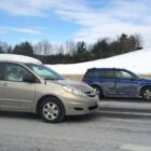 [CREDIT: Rob Borkowski] A car with the snow and ice from a recent snowstorm still riding with the driver at 55 mph. There is an $85 fine in RI for driving your car in this condition.