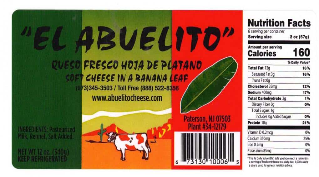 [CREDIT: FDA} El Abuelito Cheese has recalled it soft cheese products due to a possible Listeria contamination.