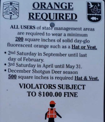 [CREDIT: Mary Carlos] RI law requires wearing orange during shotgun deer hunting season and other hunting seasons. People must wear orange April 17 - May 31.