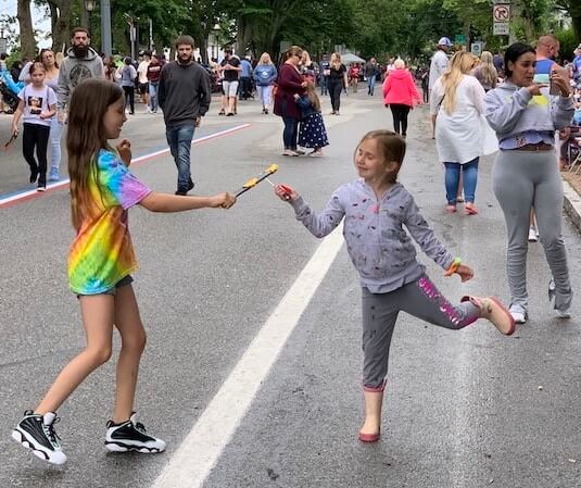 [CREDIT: Rob Borkowski] Plastic swords were in play in advance of the 2021 Gaspee Day Parade.