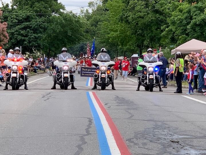 [CREDIT: Rob Borkowski] Warwick Police led the 2021 Gaspee Day Parade.