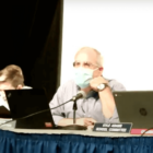 {CREDIT: WSC] From left, School Committee members Karen Bachus, David Testa and Kyle Adams at the Aug. 19 Warwick School Committee meeting. A health policy adopted at the meeting includes a school mask mandate.