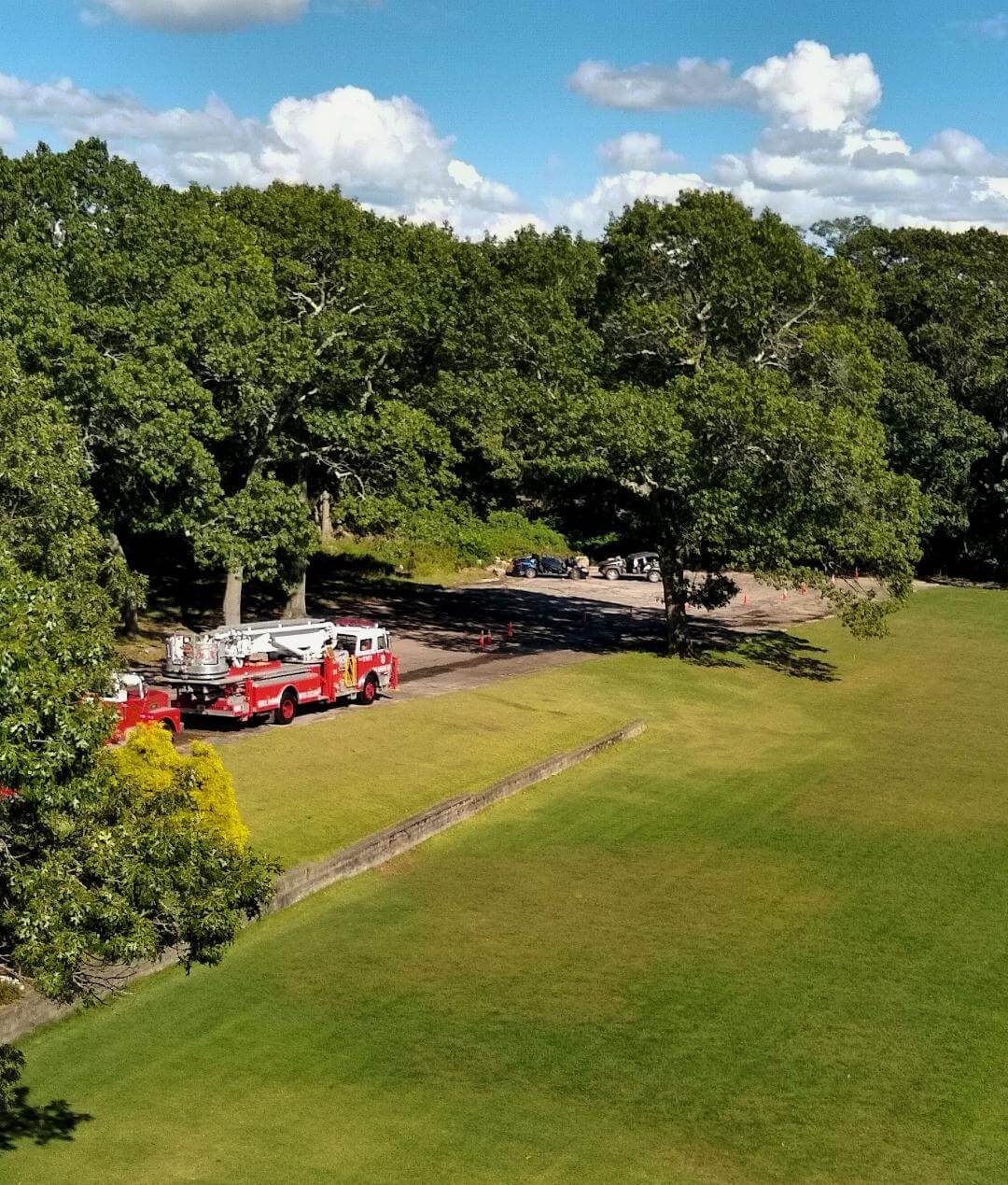 [CREDIT: Lincoln Smith] An aerial view of the Antique Fire Truck Show at the Maasonic Youth Center Sept. 27, 2021.