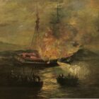 CREDIT: Gaspee Days website; original image: The Burning of the Gaspee, by Charles DeWolf Brownell.