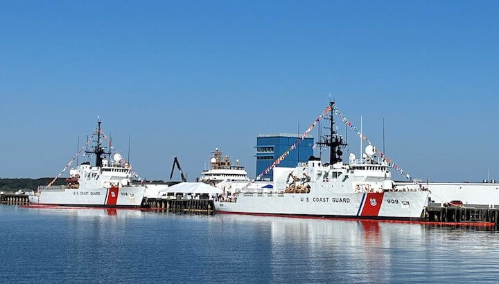 [CREDIT: Sen. Reed's office] The USCGC Tahoma (WMEC-908) and USCGC Campbell (WMEC 909) are now based out of Naval Station Newport,