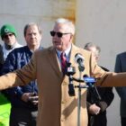 Rep. Joseph McNamara speaks during a press conference in Warwick Tuesday to announce a package of river protection bills to improve access to the Pawtuxet River and protect the river environment.