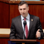 [CREDIT: Rep. Seth Magaziner's office] Rep. Seth Magaziner honored Duilio “Dewey” Turilli on the floor of the House of Representatives Thursday, March 23. Turilli, who served in the Air Force during the Battle of Iwo Jima celebrated his birthday on the island on the day of the iconic photograph taken of U.S. Marines raising the U.S. flag there.