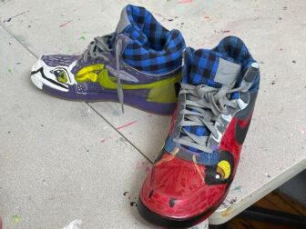 [CREDIT: Rob Borkowski] A pair of sneakers painted for the Outsider Collective's Wearable Art Show April 21.