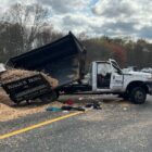 [CREDIT: RISP] A mulch truck rollover on Rte. 95 south near exit 21 blocked traffic on the highway for about two hours.