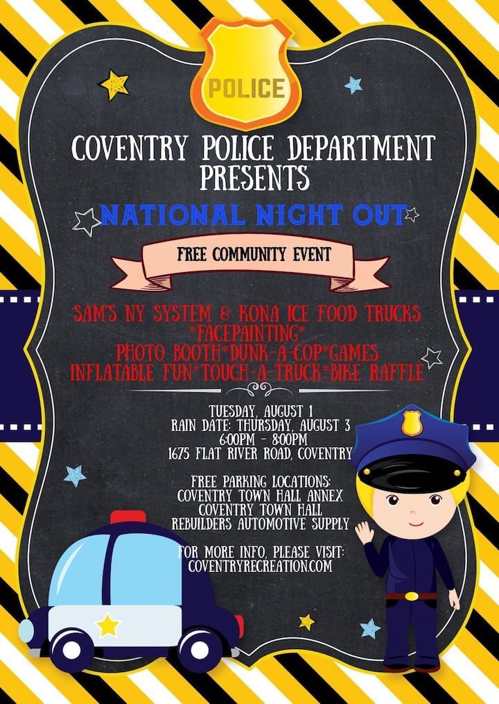 [CREDIT: WPD] The town is hosting its first Coventry Police National Night out Tuesday.