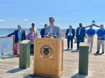 [CREDIT: Rep. Seth Magaziner's Office]Rep. Seth Magaziner,  Mayor Frank Picozzi, former Warwick Mayor & Vietnam Veteran Frank Flaherty,  Operation Stand Down, and the Gaspee Day Committee announced the Traveling Vietnam Memorial will visit Rocky Point Park in September 2023.