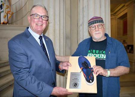 [CREDIT: LPPIB] College Unbound President Dennis Littky presented Rep. Rep. Joseph M. McNamara (D-Dist. 19, Warwick, Cranston) with the "Doc's Walk the Talk" Award for his work as a member of the organization’s founding Board of Directors.