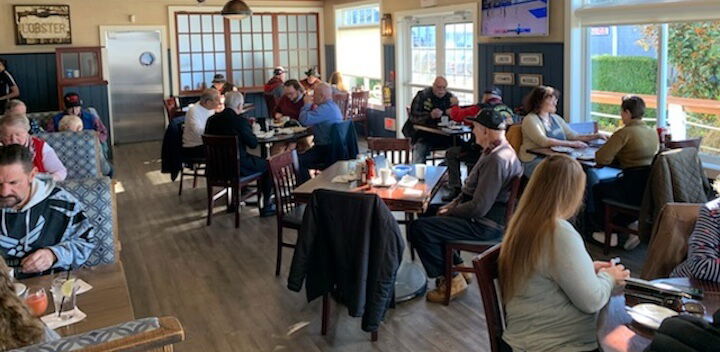 [CREDIT: Courtesy Kim Wineman] Iggy's Doughboy and Chowder House hosted a free Veterans Day breakfast with the help of Hendricken High School Saturday, Nov. 11, 2023.