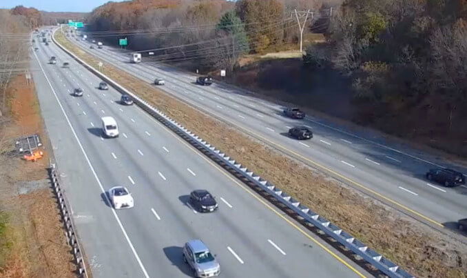 [CREDIT: RIDOT] RIDOT has begun Providence and Warwick Highway Aid patrols, rendering emergency service to motorists between Providence highways and the Airport Connector. Above, a traffic camera shot of Rte. 95 near Cowesett Road.