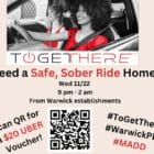 [CREDIT: WPD] Warwick Polce and MADD RI and other community organizations are cooperating to offer sober, safe rides in Warwick on Nov. 22.