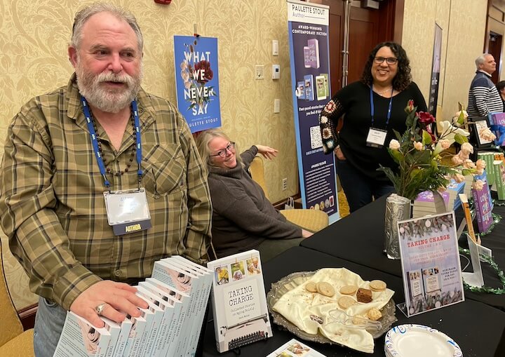 [CREDIT: Rob Borkowski] Herb Weiss, prolific health and aging columnist had his collection of columns, curated for timeliness, Taking Charge: Stories on Aging Boldly on hand for browsers and buyers.Beside Weiss, Author Paulette Stout, author of novels taking on relevant social issues.