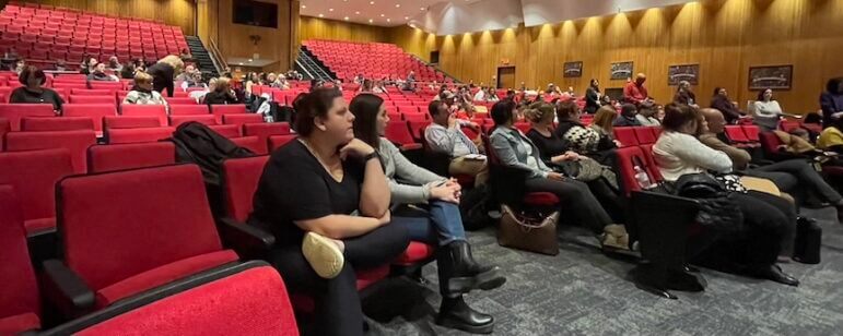 [CREDIT: Rob Borkowski] About 200 people attended the Feb. 8 Coventry School Committee meeting reviewing Supt. Don Cowart's Coventry Schools restructure plan. Several speakers urged the committee to delay the plan for further study and research into its pros and cons.