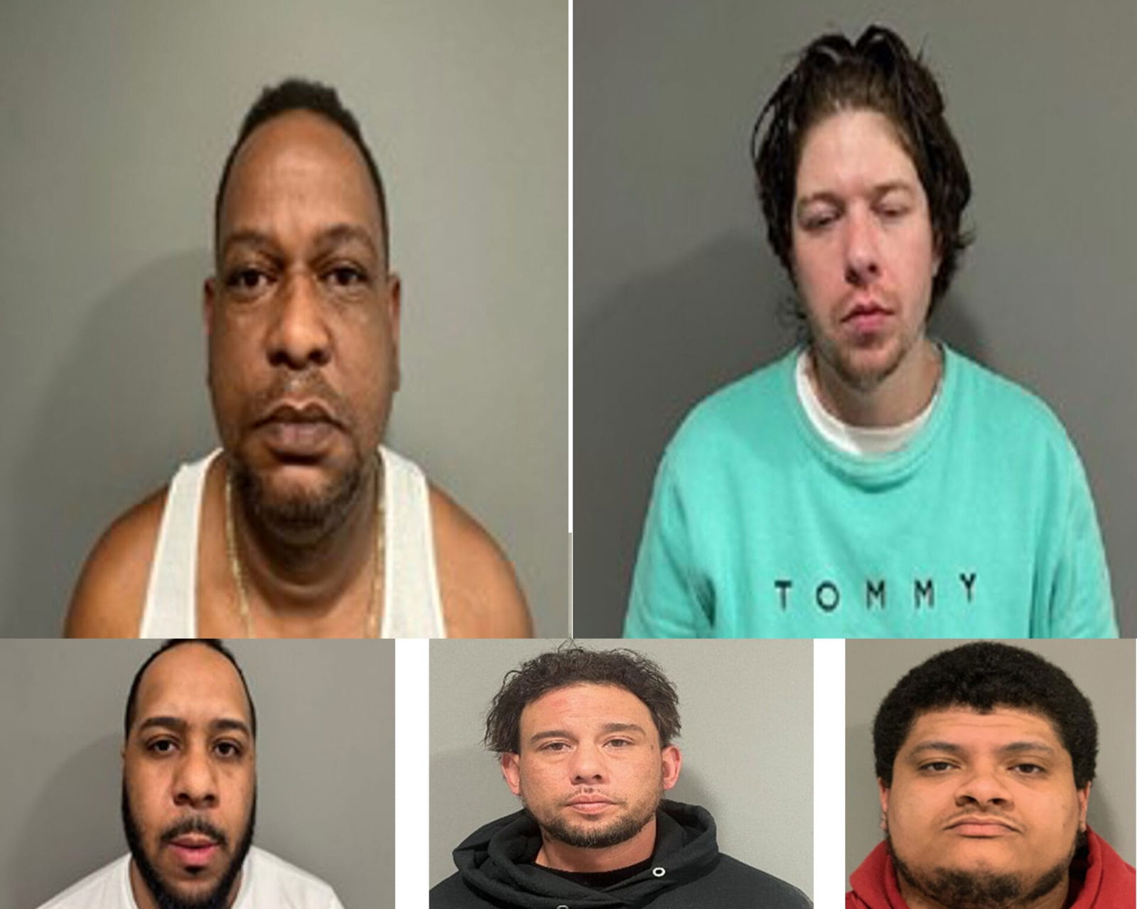 [WP Composite] Two Warwick men were arrested in a RISP drug bust Feb. 15. Pictured, from top left, are: Fredy Montilla, 41, of 27 Forrest St., Apt. #B, Warwick, RI; Justin Bernard,29, of 212 Kilvert St., Warwick, RI; Jhogel Florentino, 30, of 59 Thackery St., Apt. #4, Providence, RI; Daniel Douangmala, 35, of 710 Providence St., Woonsocket, RI; Nelson Castro, 25, of 190 Putnam Pike Apt. #A, Johnston, RI.